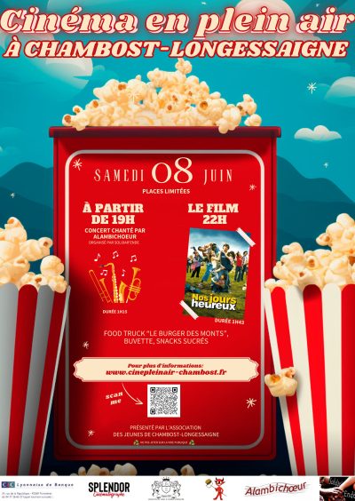 Cinema en plein air Chambost Longessaigne -8 juin 2024- Monts Actus
