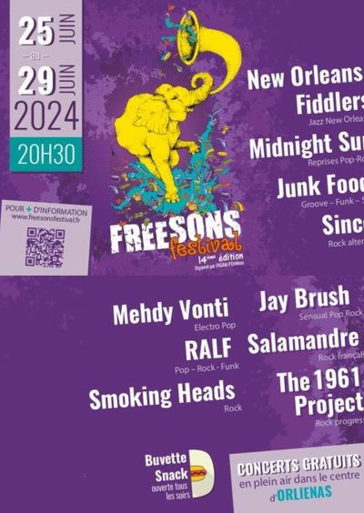 Festival Freesons Orliénas -25 au 29 juin 2024- Monts Actus
