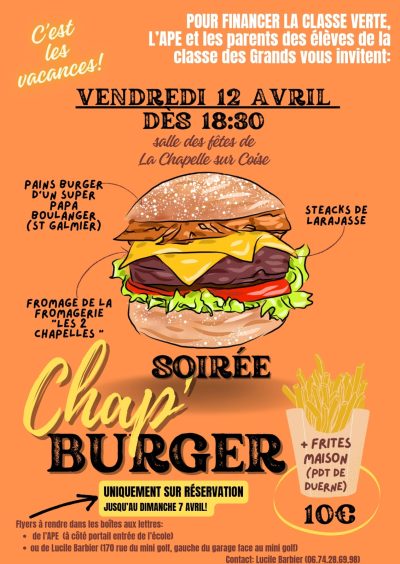 Soiree burger La chapelle sur coise -12 avril 2024- Monts Actus