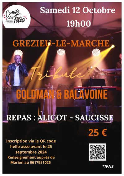 Tribute Goldman et Balavoine Grézieu le marché -samedi 12 octobre 202- Monts Actus
