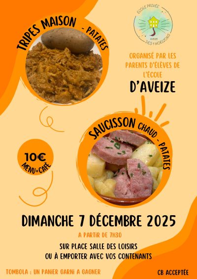 Tripes et saucisson chaud patates - Aveize - décembre 2025 - Monts Actus