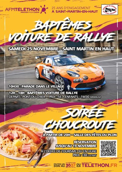 bapteme rallye - soirée choucroute - telethon 2023 - saint martin en haut - monts actus